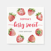 Serviette En Papier Fraise Premier anniversaire Berry Sweet (Devant)