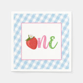 Serviette En Papier Fraise Premier anniversaire Napkin - ONE - Bleu (Devant)