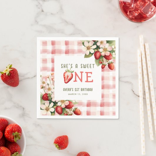 Serviette En Papier Fraise première fête d'anniversaire Berry (En situation)