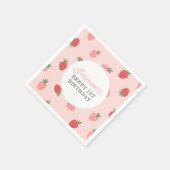Serviette En Papier Fraise rose fête d'anniversaire (Coin)