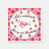 Serviette En Papier Fraise rose Premier anniversaire (Devant)