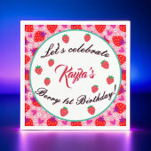 Serviette En Papier Fraise rose Premier anniversaire