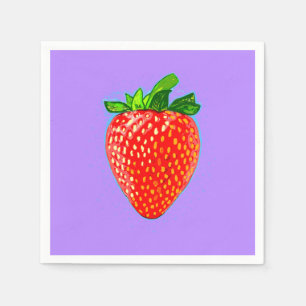 Serviette En Papier Fraise rouge en style pop art