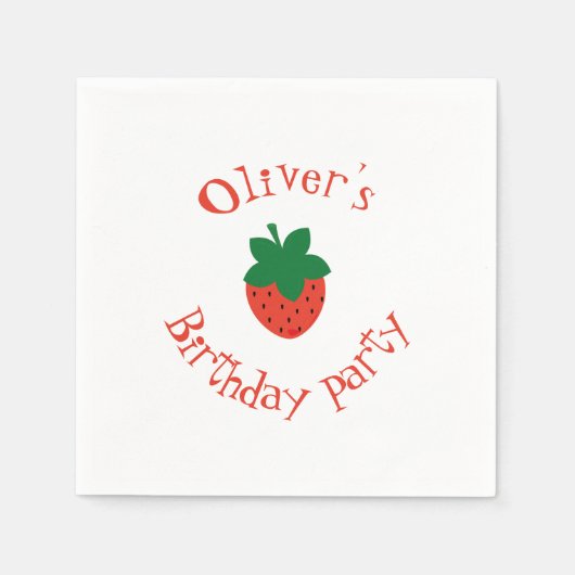 Serviette En Papier Fraise rouge fête d'anniversaire (Devant)