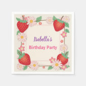 Serviette En Papier Fraise rouge rose fête d'anniversaire pour enfants (Devant)