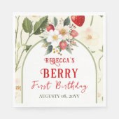 Serviette En Papier Fraise rouge rustique Thème Berry Premier annivers (Devant)