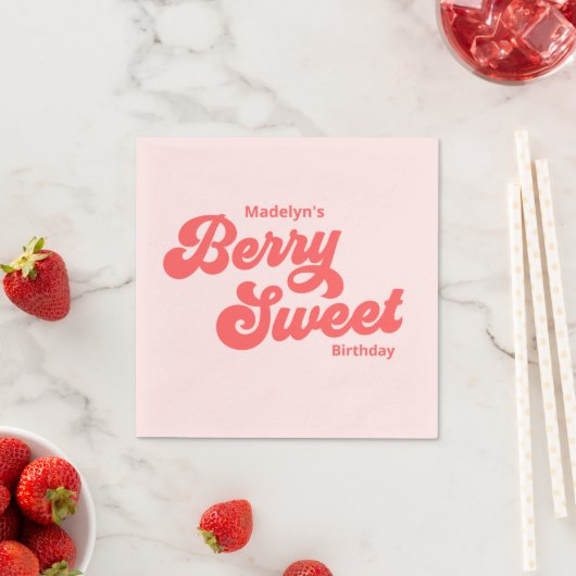 Serviette En Papier Fraise simple Berry Sweet Anniversaire Été (En situation)