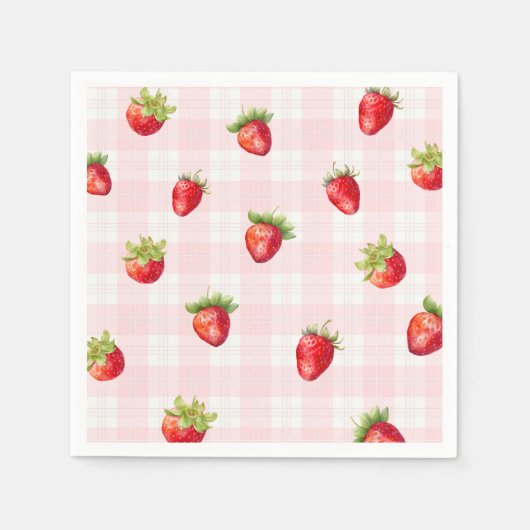 Serviette En Papier Fraise sucrée couche rustique bébé fille douche (Devant)