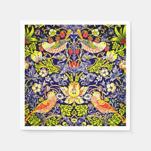 Serviette En Papier Fraise Thief Oiseaux William Morris (Devant)