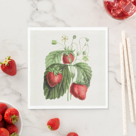Serviette En Papier Fraise vintage (En situation)