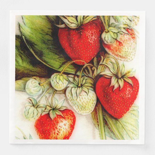 Serviette En Papier fraise vintage (Devant)
