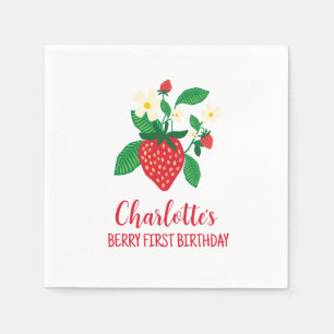 Serviette En Papier Fraise Whimsical avec détails floraux