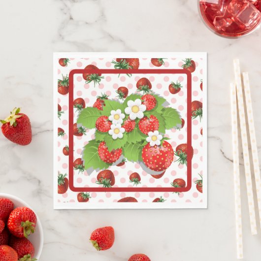 Serviette En Papier Fraises (En situation)