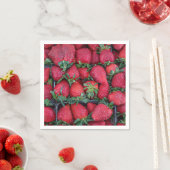 Serviette En Papier Fraises avec feuilles vertes (En situation)