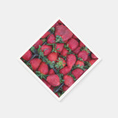 Serviette En Papier Fraises avec feuilles vertes (Coin)