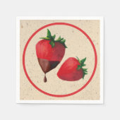 Serviette En Papier Fraises couvertes de chocolat (Devant)
