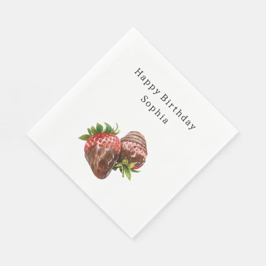 Serviette En Papier Fraises couvertes de chocolat Anniversaire (Coin)