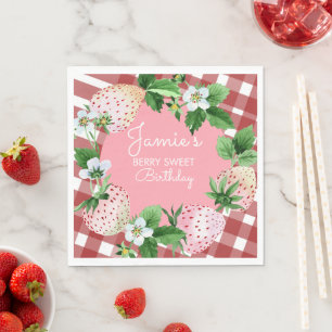 Serviette En Papier Fraises d'aquarelle première année Plaid