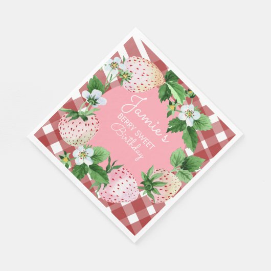 Serviette En Papier Fraises d'aquarelle première année Plaid (Coin)