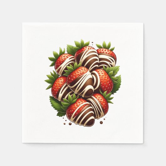 Serviette En Papier Fraises de chocolat Fraises Fraise Dessert Party (Devant)