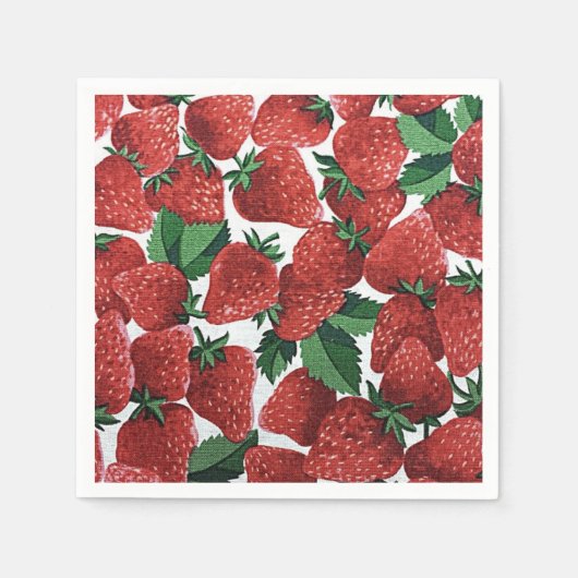 Serviette En Papier Fraises et crème (Devant)