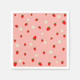 Serviette En Papier Fraises et fleurs