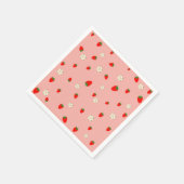 Serviette En Papier Fraises et fleurs (Coin)