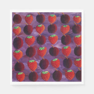 Serviette En Papier Fraises et prunes Fruits rouges