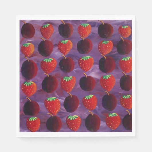 Serviette En Papier Fraises et prunes Fruits rouges (Devant)