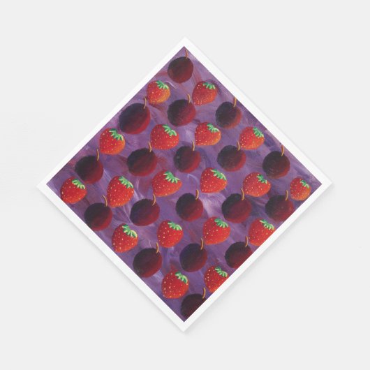 Serviette En Papier Fraises et prunes Fruits rouges (Coin)