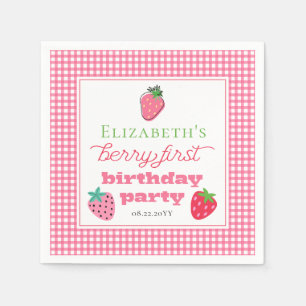 Serviette En Papier Fraises Fille Berry Premier anniversaire fête