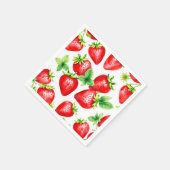 Serviette En Papier Fraises lumineuses en Aquarelle sur blanc (Coin)