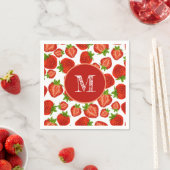 Serviette En Papier Fraises Motif rouge (En situation)