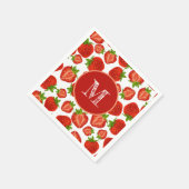 Serviette En Papier Fraises Motif rouge (Coin)