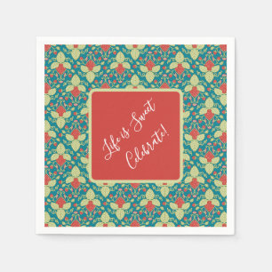 Serviette En Papier Fraises rouges, fleurs, fruits et coureurs