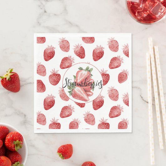 Serviette En Papier Fraises rouges Fruit   (En situation)