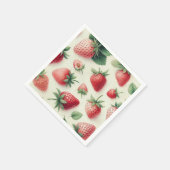 Serviette En Papier Fraises sur baies d'aquarelle crème (Coin)