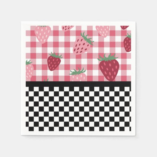Serviette En Papier Fraises Whimsical et tableau de bord (Devant)