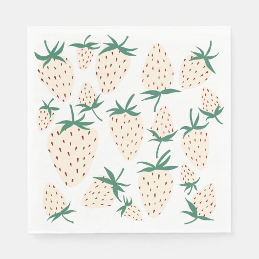 Serviette En Papier Fraisier Blanc Pineberry PERSONNALISÉ Enterrement  (Devant)