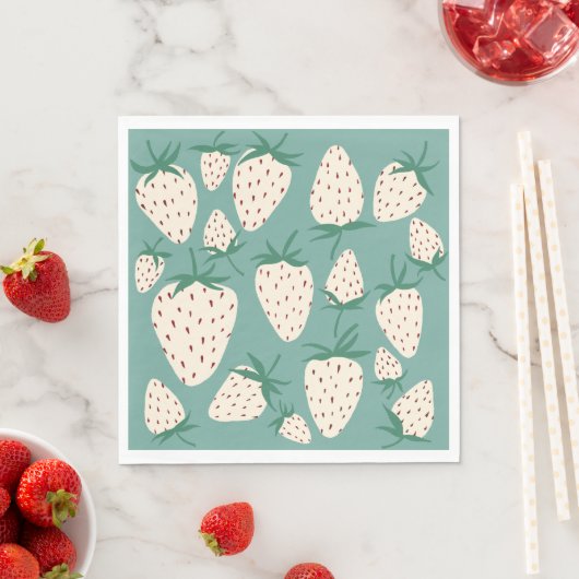 Serviette En Papier Fraisier Blanc Pineberry PERSONNALISÉ Enterrement (En situation)