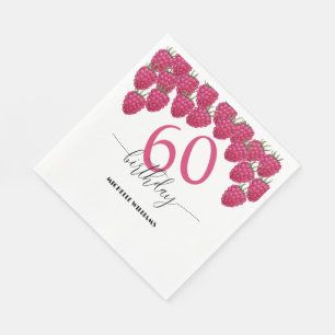 Serviette En Papier Framboise Rose Art Calligraphié Anniversaire Aquar