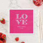 Serviette En Papier Framboise, serviettes AMOUR Blanches (En situation)