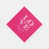 Serviette En Papier Framboise, serviettes AMOUR Blanches (Coin)