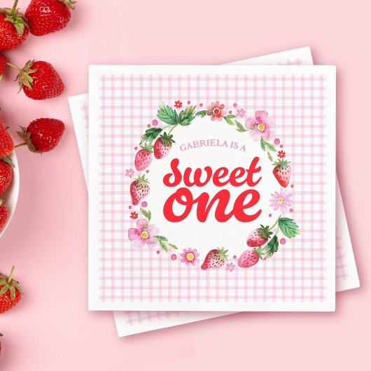 Serviette En Papier Framboise sucré une Berry premier anniversaire