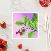 Serviette En Papier Framboises sur une branche (En situation)