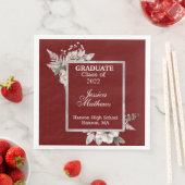 Serviette En Papier Frame d'Argent Floral blanc sur la canneberge Grad (En situation)