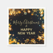 Serviette En Papier Frame Festif avec Gold Stars Bokeh et Étincelles (Devant)