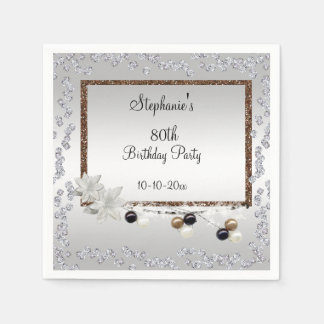 Serviette En Papier Framed Elegance 80th Birthday Party