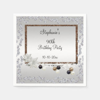 Serviette En Papier Framed Elegance 90th Birthday Party