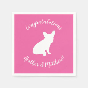 Serviette En Papier Français Baby shower Buldog Français Rose